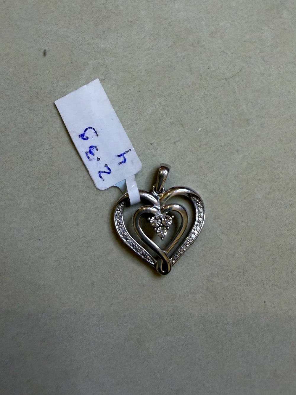 925 Sterling Silver Heart Pendant – CZ Accent Double Heart Necklace Charm